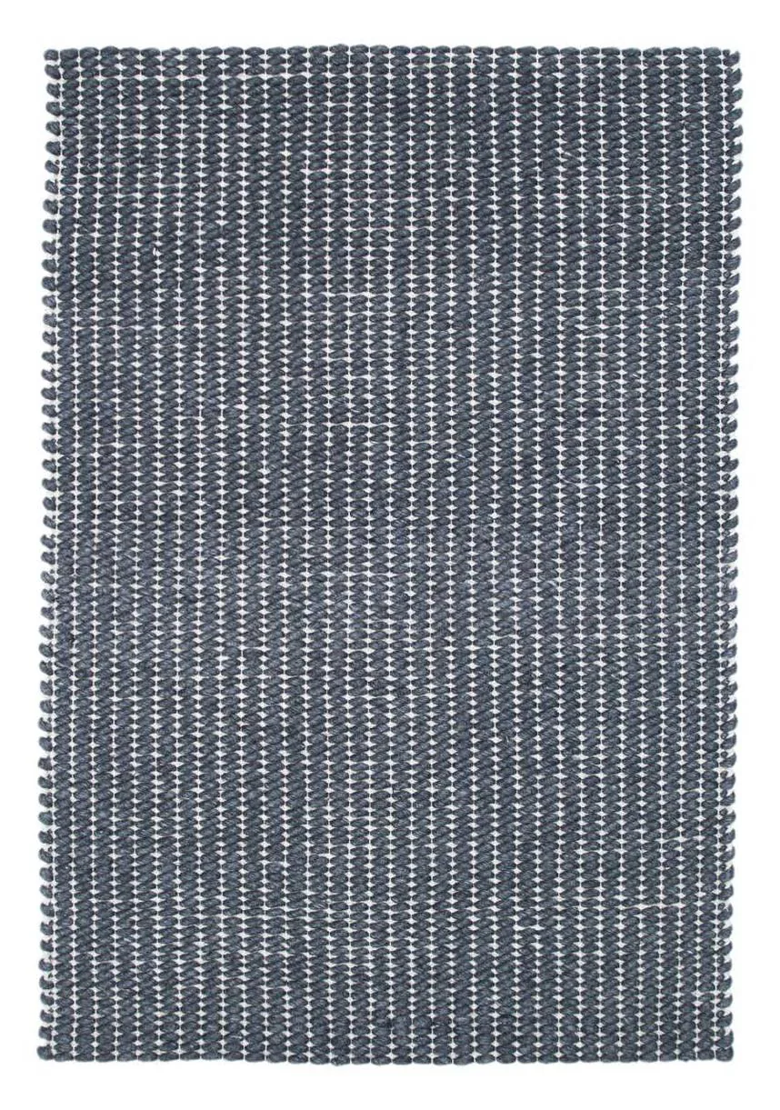 Navy and white check flatweave rug